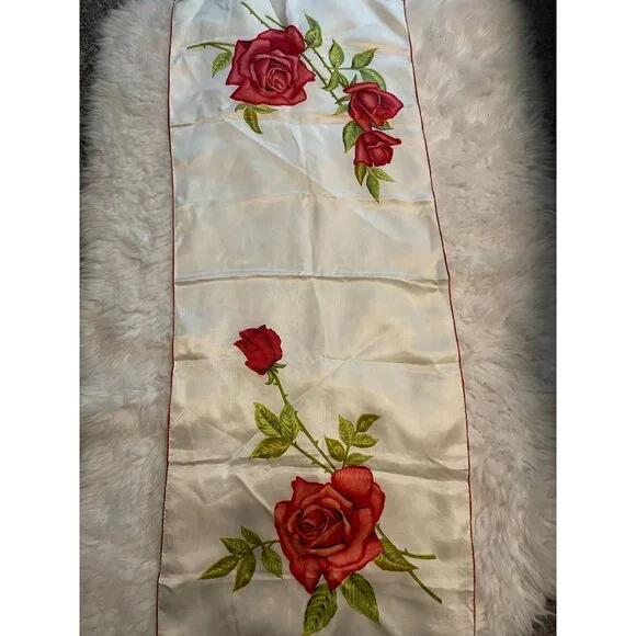 Vintage Echo Silk Scarf American Beauty Red Roses Japan - Picture 1 of 4